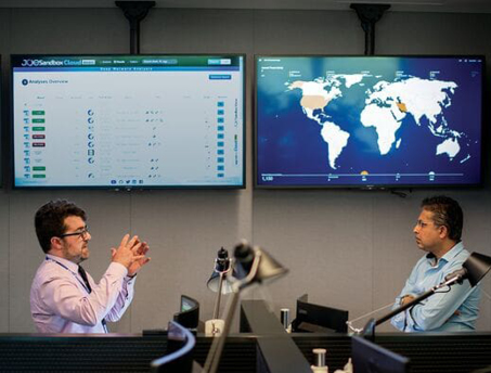 Interactive two staff discussing